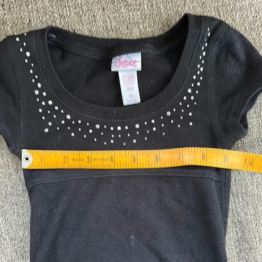 Justice Girls Bling Short Sleeve Black T-shirt Size 6